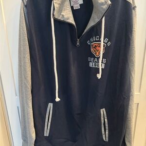 Chicago Bears 47 Brand Navy and Gray Zip-Up Sweater